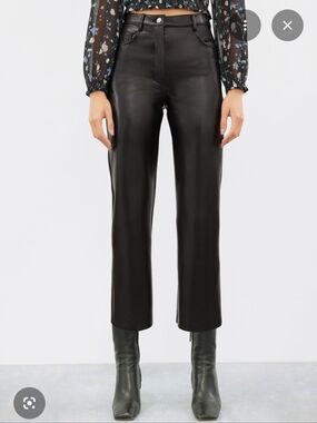 Aritzia Melina Cropped Leather Pants in Black